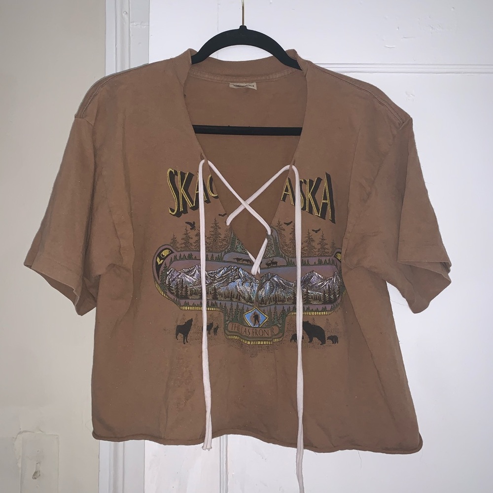 Cropped graphic t-shirt, size M/L